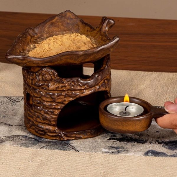 Best Antique Brown Light Stove Burning Essential Oil & Candle Fragrance Incense Holder