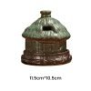Best Brown and Green Round Ceramic Village House Incense Burner for Sale