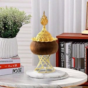 Best Vintage Hollowed Arabic Metal and Wood Cone Incense Censer Burner