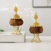 Best Vintage Hollowed Arabic Metal and Wood Cone Incense Censer Burner