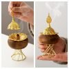 Best Vintage Hollowed Arabic Metal and Wood Cone Incense Censer Burner