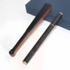 Black and Brown Folding Fan Shaped Antique Wooden Coffin Box Incense Burner Holder