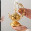 Black and Golden Arabic Hollowed Moon and Star Theme Metal Vintage Church Incense and Censer Burner