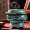 Blue Hollowed Auspicious Clouds Bronze Charcoal Burning Incense Holder