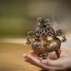 Chinese Antique Foo Dog Theme Alloy Charcoal Incense Burner for Sale
