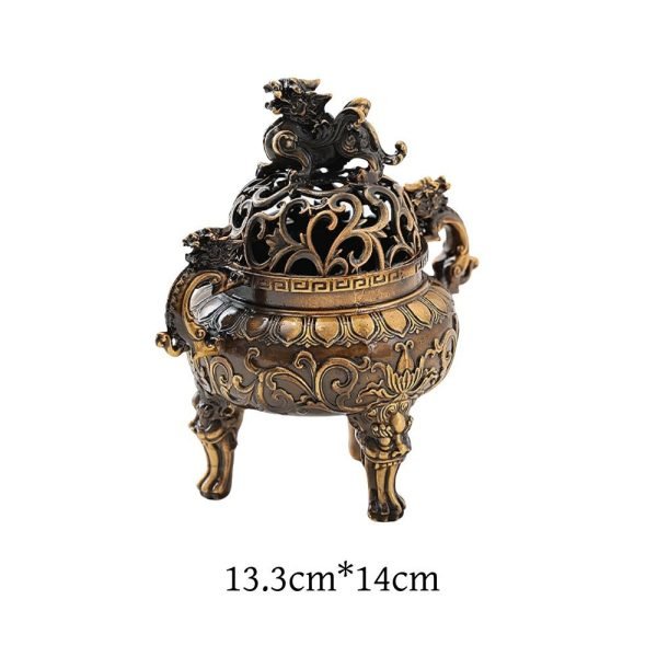 Chinese Antique Foo Dog Theme Alloy Charcoal Incense Burner for Sale