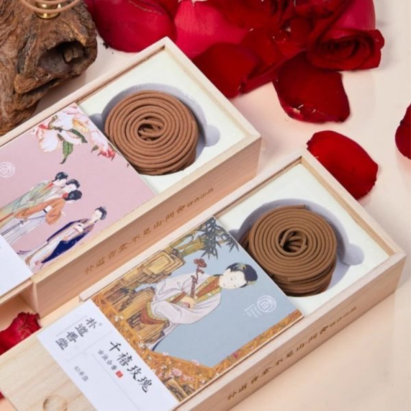 Chinese Traditional Natural Rose and Osmanthus Scent Coiled l Incense