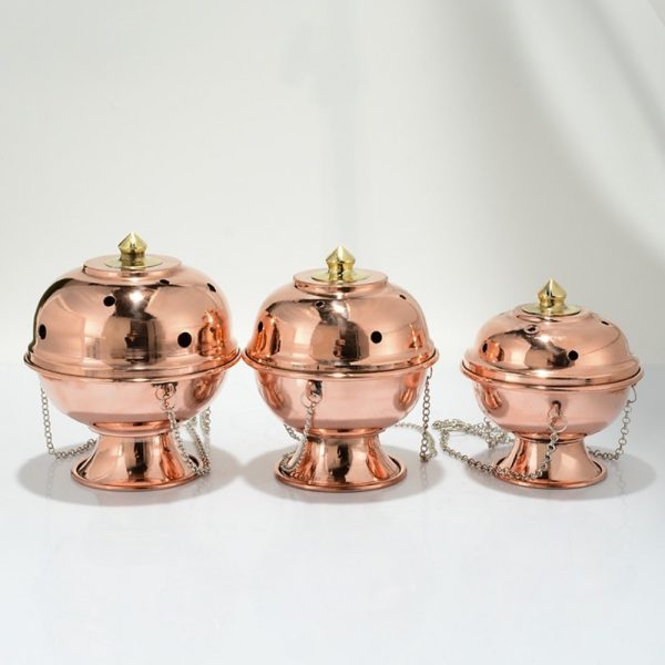 Copper Hanging Catholic Church Censer Incense Burner Holder for Cones and Charcoal