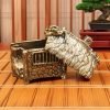 Creative Mini Brass Carved Log Cabin House Incense Burner with Smoking Chimney