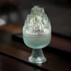 Crystal Green Clear Mountain Theme Chinese Glass Coil Incense Holder for Sale