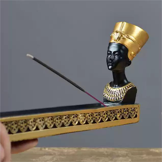 Egyptian Queen Nefertiti Resin Coffin Incense Stick Burner Holder Egyptian Queen Nefertiti Resin Coffin Incense Stick Burner Holder