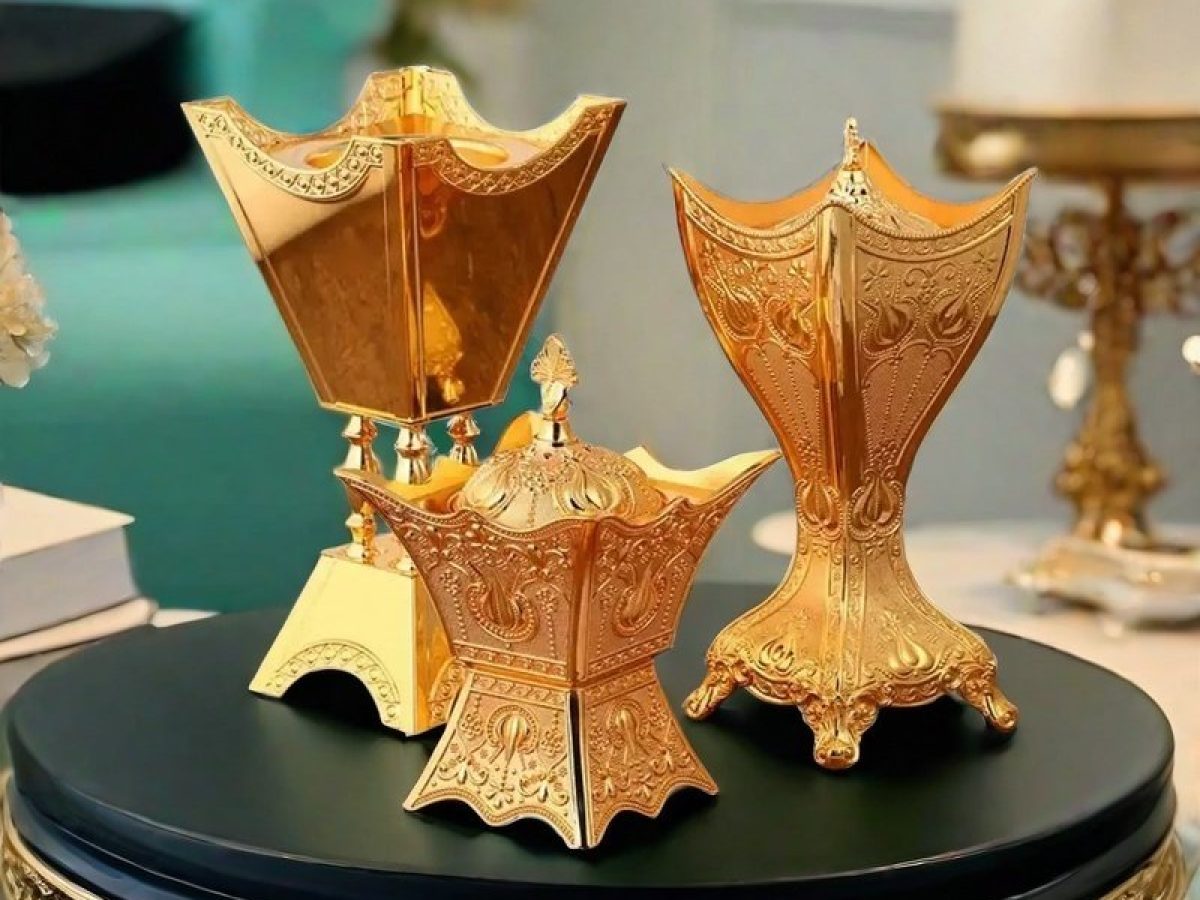 Golden Alloy Vintage Arabic Church Charcoal Incense Censer