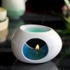Green and Blue Ceramic Candle Light Incense & Essential Oil Burner Holder