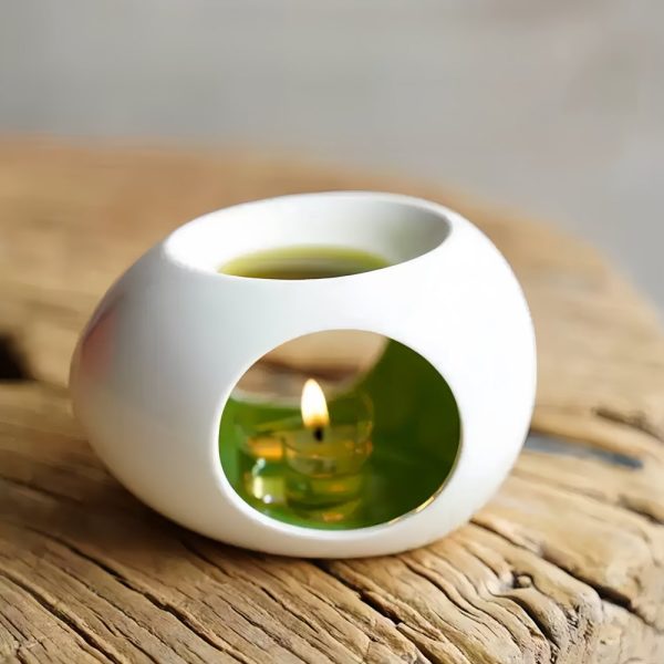Green and Blue Ceramic Candle Light Incense & Essential Oil Burner Holder