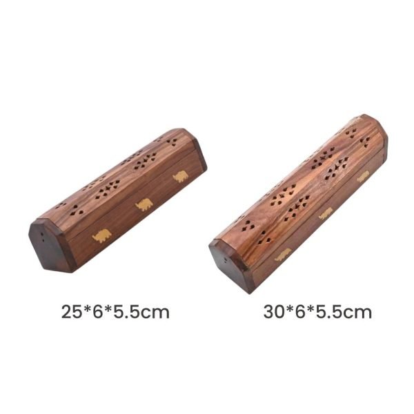 Hand Carved Dual-Use Cone & Stick Wooden Conical Coffin Style Incense Burner Holder