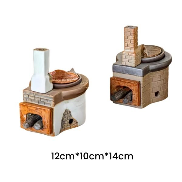 Hand Carved White and Grey Stove Shaped Incense Essential Oil Burner Holder