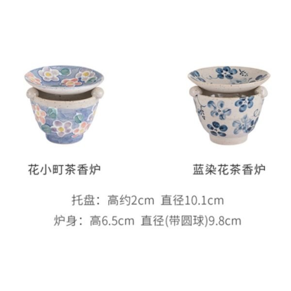 Hand Painted Flower Ceramic Essential Oil Fragrance Candle Incense Burner for Home