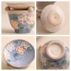 Hand Painted Flower Ceramic Essential Oil Fragrance Candle Incense Burner for Home