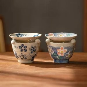 Hand Painted Flower Ceramic Essential Oil Fragrance Candle Incense Burner for Home