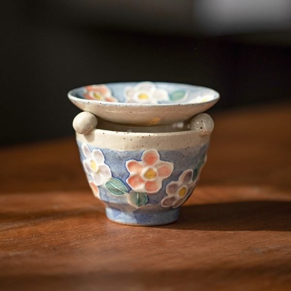 Hand Painted Flower Ceramic Essential Oil Fragrance Candle Incense Burner for Home