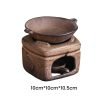 Handcrafted Antique Ceramic Brown Blessing Theme Stove Shaped Essential Oil Incense Burner with Candle