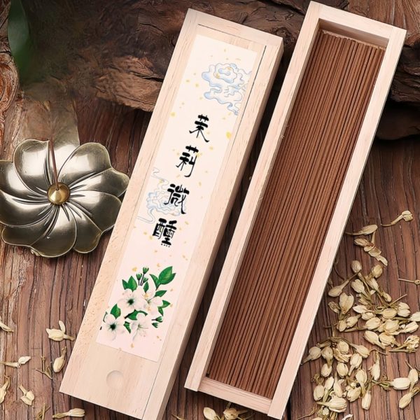 Handcrafted Natural Jasmine Fragrance Burning Incense Sticks Wooden Box