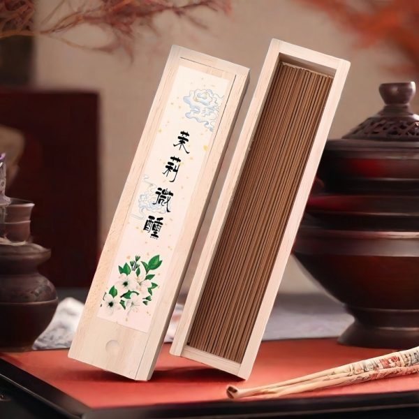 Handcrafted Natural Jasmine Fragrance Burning Incense Sticks Wooden Box