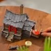 Handcrafted Vintage Ceramic Incense Log Cabin Burner Holder with Smoking Chimney