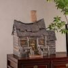 Handcrafted Vintage Ceramic Incense Log Cabin Burner Holder with Smoking Chimney
