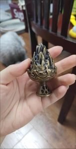 Small Alloy Mountain Carved Tree Cone Incense Burner Holder for Sale photo review