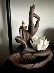 Zen Buddha Hand Purple Clay Ceramic Backflow and Waterfall Incense Burner Holder photo review