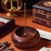 Japanese Simple Style Walnut Wood Ume Incense Holder Bowl Burner - A