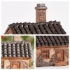 Little Ceramic Village House Log Cabin Incense Burner with Smoking Chimney