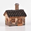 Little Ceramic Village House Log Cabin Incense Burner with Smoking Chimney