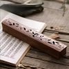 Plum and Bamboo Theme Hand Carved Wooden Conical Coffin Incense Burner