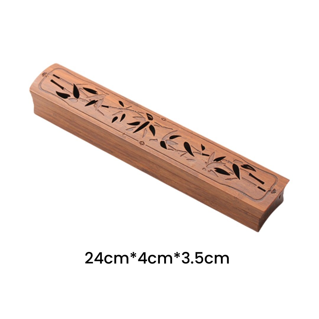 Plum and Bamboo Theme Hand Carved Wooden Conical Coffin Incense Burner Plum and Bamboo Theme Hand Carved Wooden Conical Coffin Incense Burner
