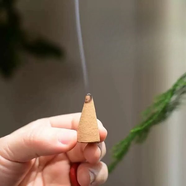 Premium Handmade Natural Cedar Conical Incense with Metal Jar