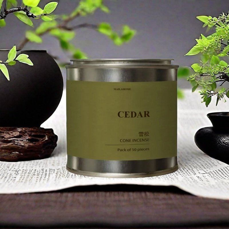 Premium Handmade Natural Cedar Conical Incense with Metal Jar