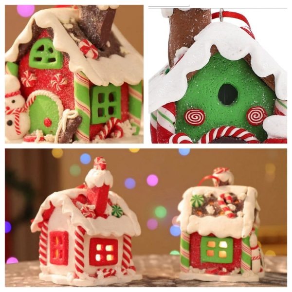 Resin Snowy Christmas Gingerbread House Log Cabin Burning Incense Holder