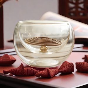 Simple Elegant Double Wall Clear Glass Incense Burner Bowl