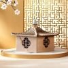 Small Antique Handmade Log Cabin Smoking Cone Incense Burner Holder