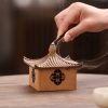 Small Antique Handmade Log Cabin Smoking Incense Burner Holder for Sale