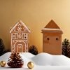 Small Ceramic Hand Painted Christmas Gingerbread House Incense Burner Holder
