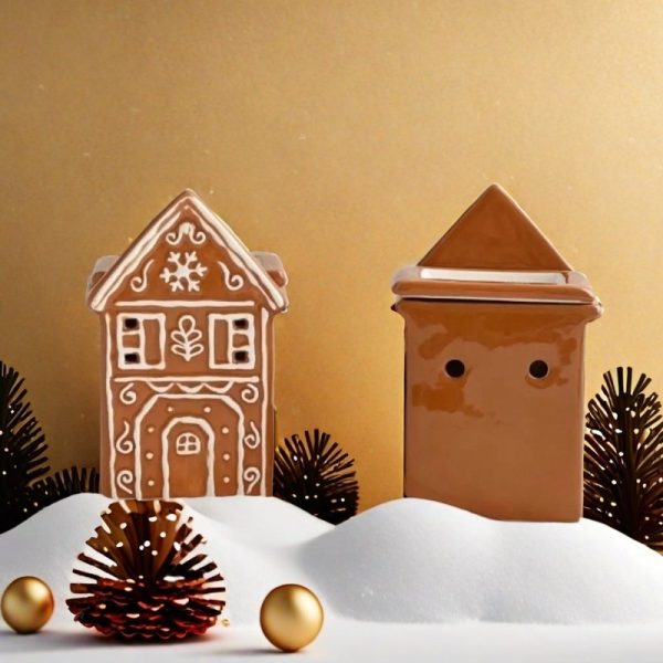 Small Ceramic Hand Painted Christmas Gingerbread House Incense Burner Holder