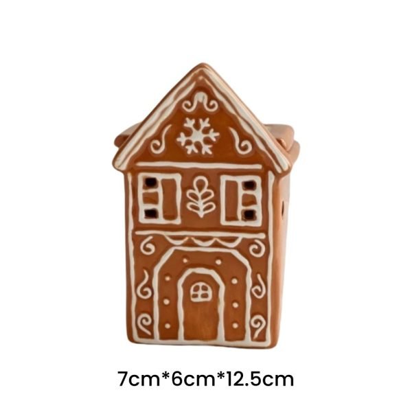 Small Ceramic Hand Painted Gingerbread House Incense Burner Holder