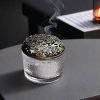 Small Hammered Japanese Glass Coil Incense Burner Bowl with Hollowed Alloy Lid