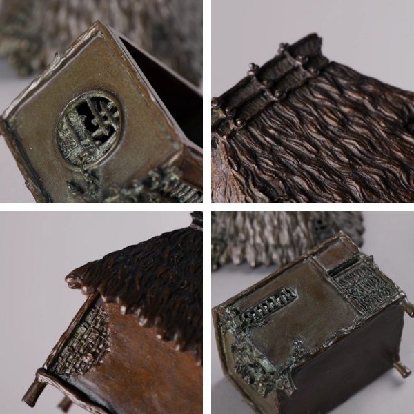 Small Handcrafted Antique Pure Copper House Incense Burner