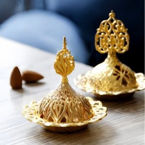 Small Portable Handhold Golden Metal Arabic Church Incense Censer Burner