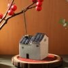 Small Tall and Short Hand Painted Antique Ceramic Log Cabin House Stick Incense Burner Holders -short version