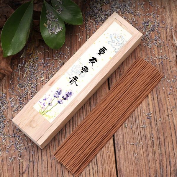 Traditional Handmade Organic Lavender Fragrant Stick Incense with Wooden Box